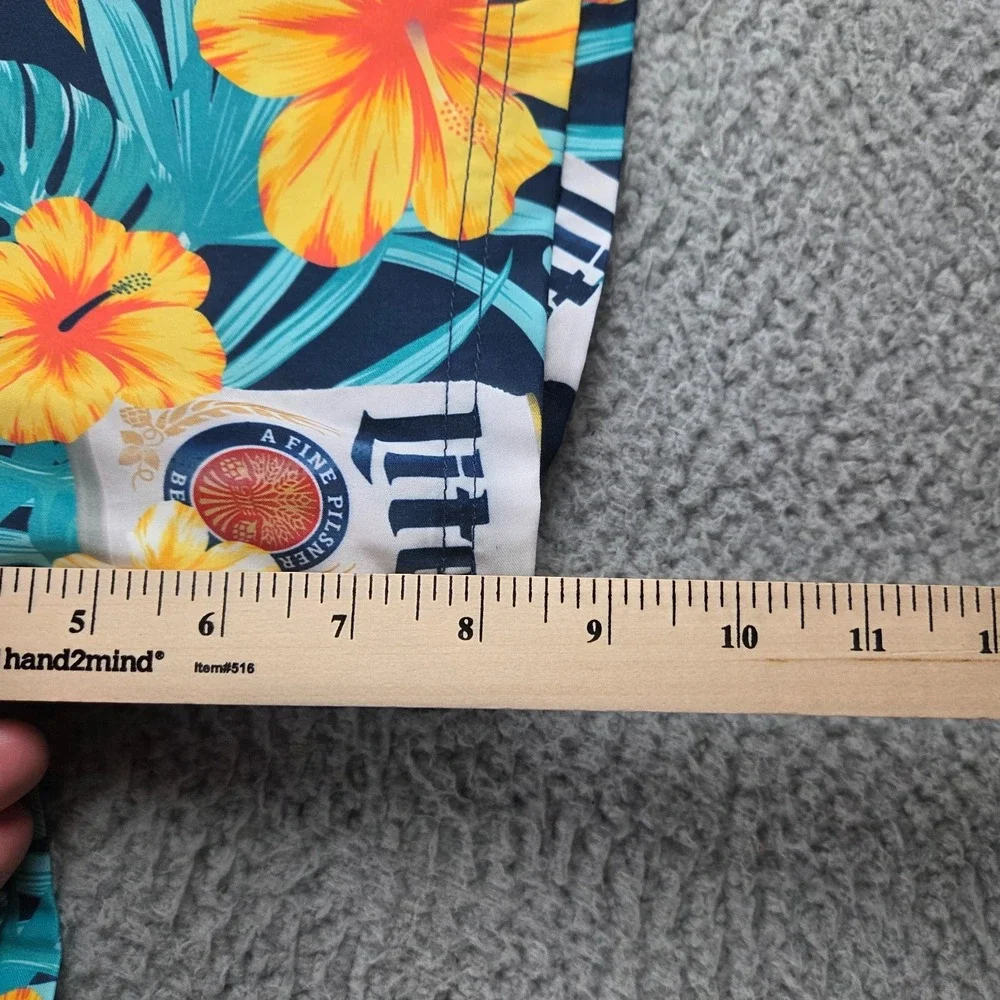 Miller Lite Floral Swim Trunk‎ Shorts Mens 3XLT Green Hawaiian Floral